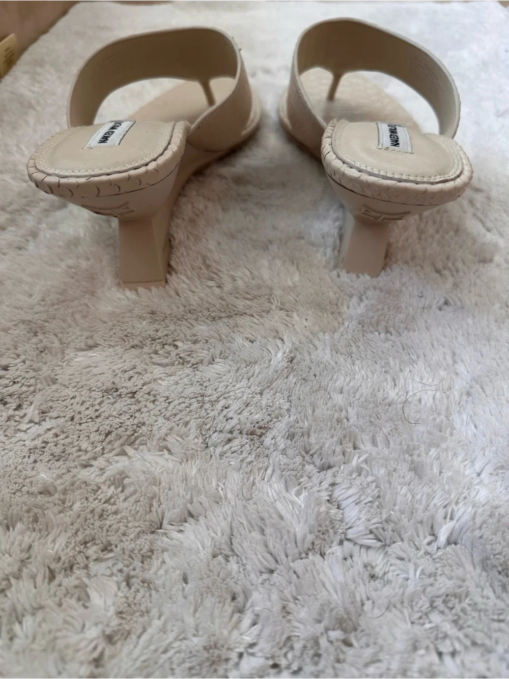 Naked Wolfe Neutral Textured Thong Wedge Mules